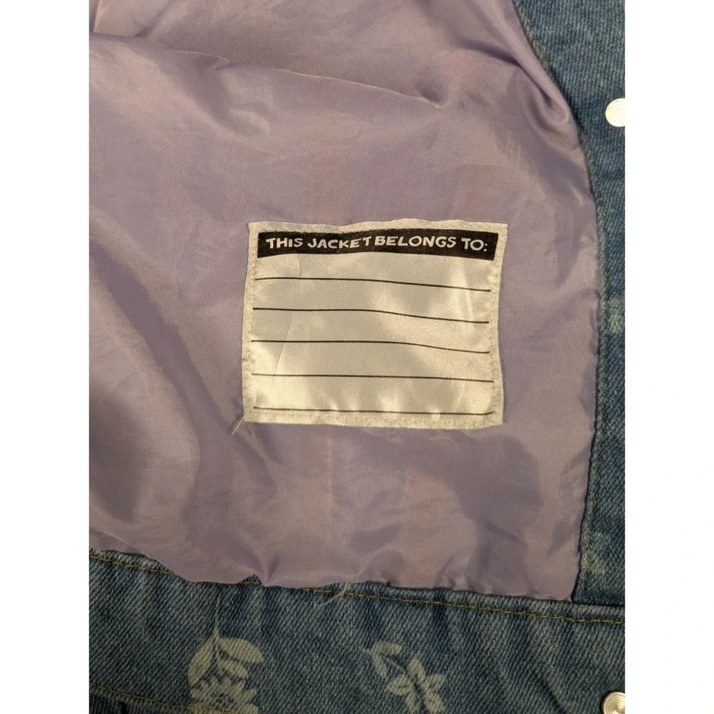 Disney Princess Girls Lined Denim Jacket Belle Cinderella Tiana Floral Print 5/6 - Picture 4 of 9